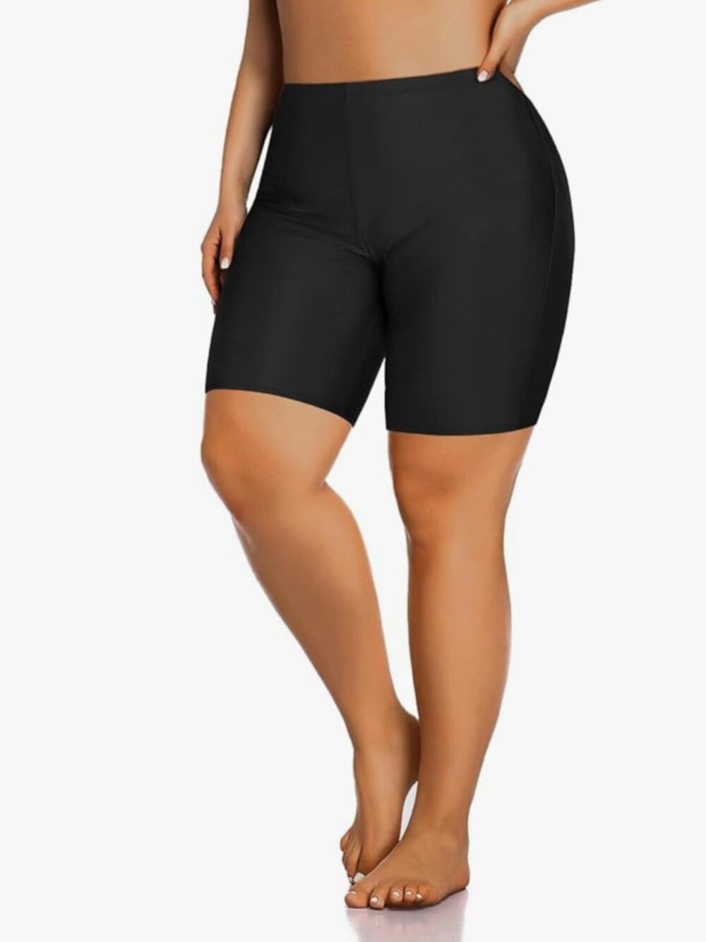 Women's Plus-Size High-Waisted Swim Shorts with Tummy Control